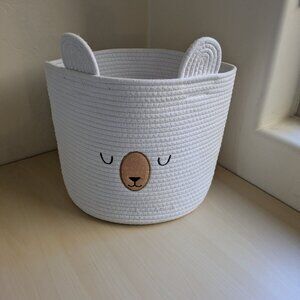 Cloud Island Sleepy Bear Coiled Rope Basket — Medium – Cream